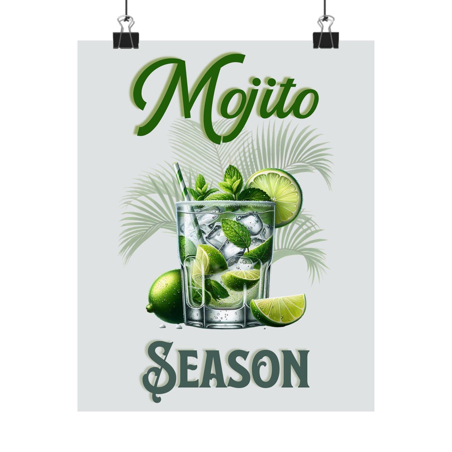 Vintage Mojito Season Matte Vertical Poster, Home Bar Decor, Housewarming Gift, Retro Kitchen Art, Cocktail Wall Art, Beverage Print