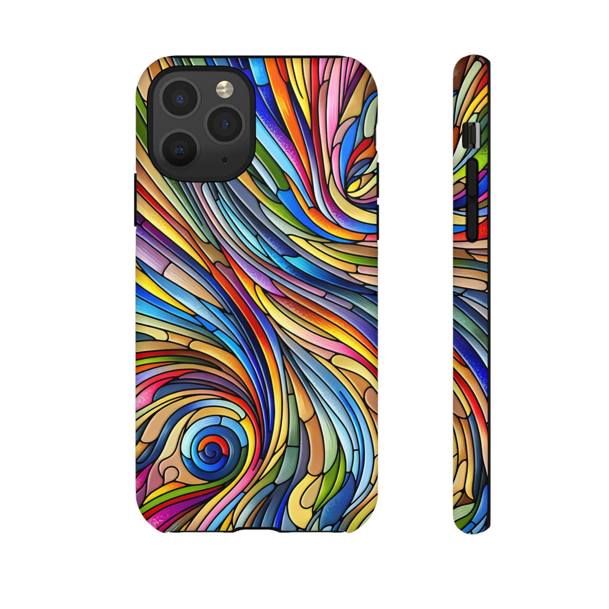 Stained Glass Effect Spiral Phone Case, Tough Cases, Rainbow phone case, Artistic Phone Cover, iphone 11 12 13 14 15 16