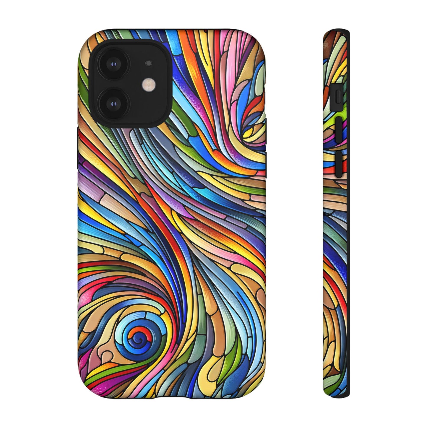 Stained Glass Effect Spiral Phone Case, Tough Cases, Rainbow phone case, Artistic Phone Cover, iphone 11 12 13 14 15 16