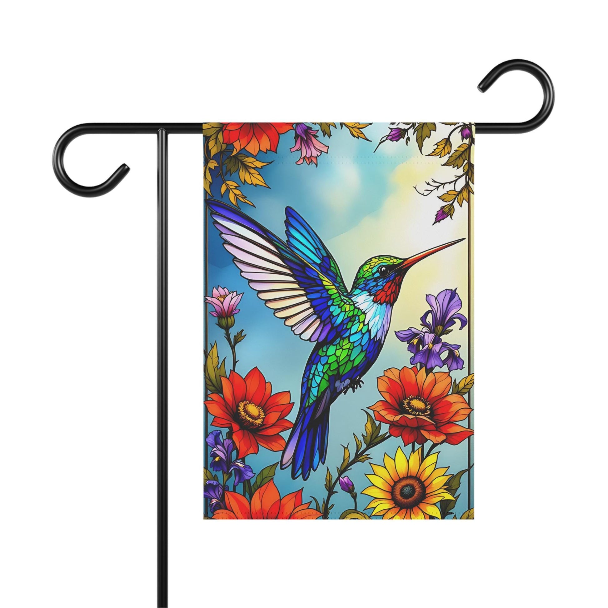 Vibrant Garden Flag with Hummingbird Design, Outdoor Décor, Floral Banner for Home, Spring & Summer Decorations, Gift for Gardeners