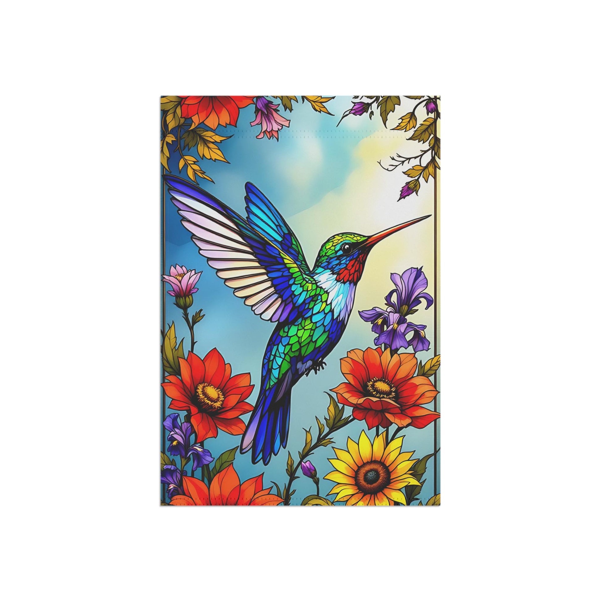 Vibrant Garden Flag with Hummingbird Design, Outdoor Décor, Floral Banner for Home, Spring & Summer Decorations, Gift for Gardeners