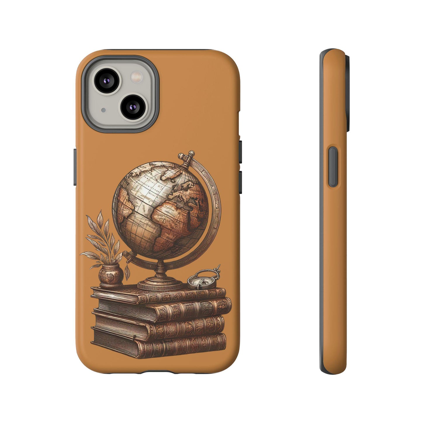 Globe & Books Phone Case, Vintage Style Tough Case, Perfect Gift for Students, Travel Lovers, Bookworms, Educational Decor