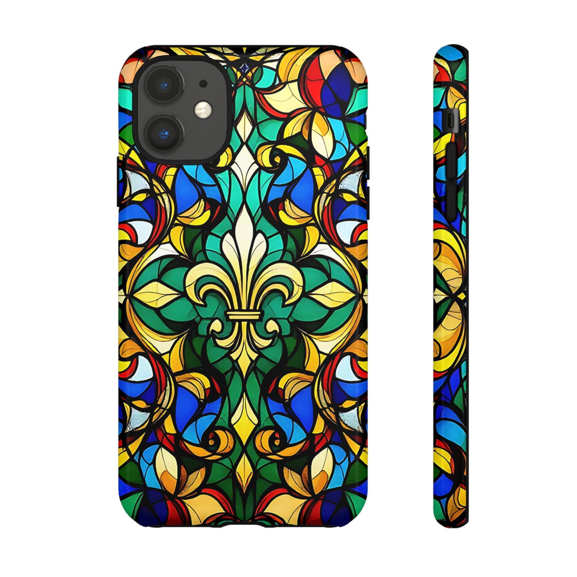 Faux Stained Glass Phone Case, Tough Cases, Colorful Stained Glass Design, Artistic Phone Cover, iphone 11 12 13 14 15 16