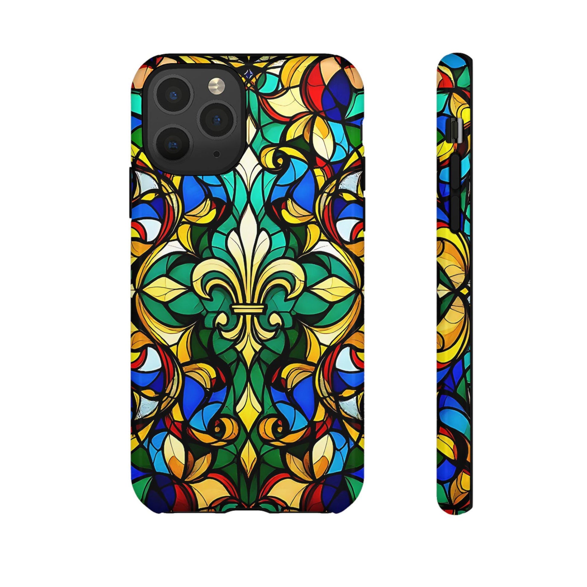 Faux Stained Glass Phone Case, Tough Cases, Colorful Stained Glass Design, Artistic Phone Cover, iphone 11 12 13 14 15 16