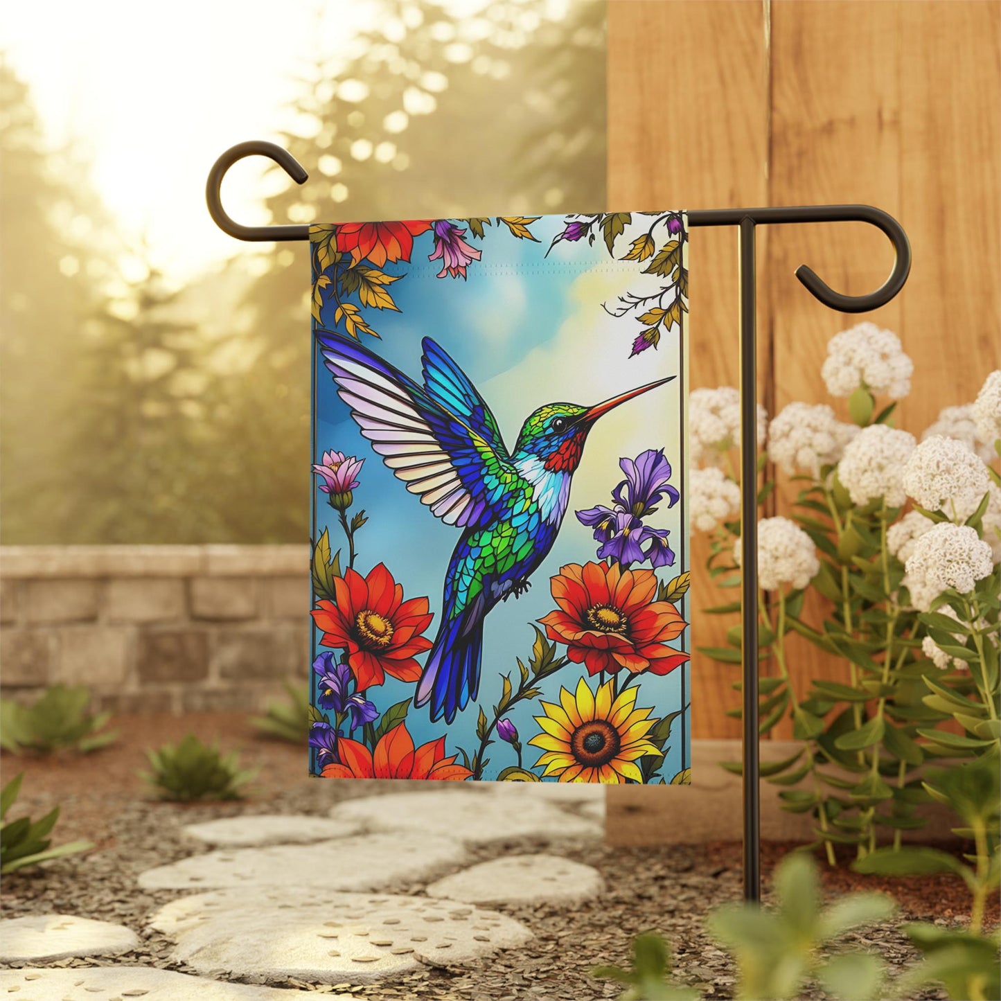 Vibrant Garden Flag with Hummingbird Design, Outdoor Décor, Floral Banner for Home, Spring & Summer Decorations, Gift for Gardeners