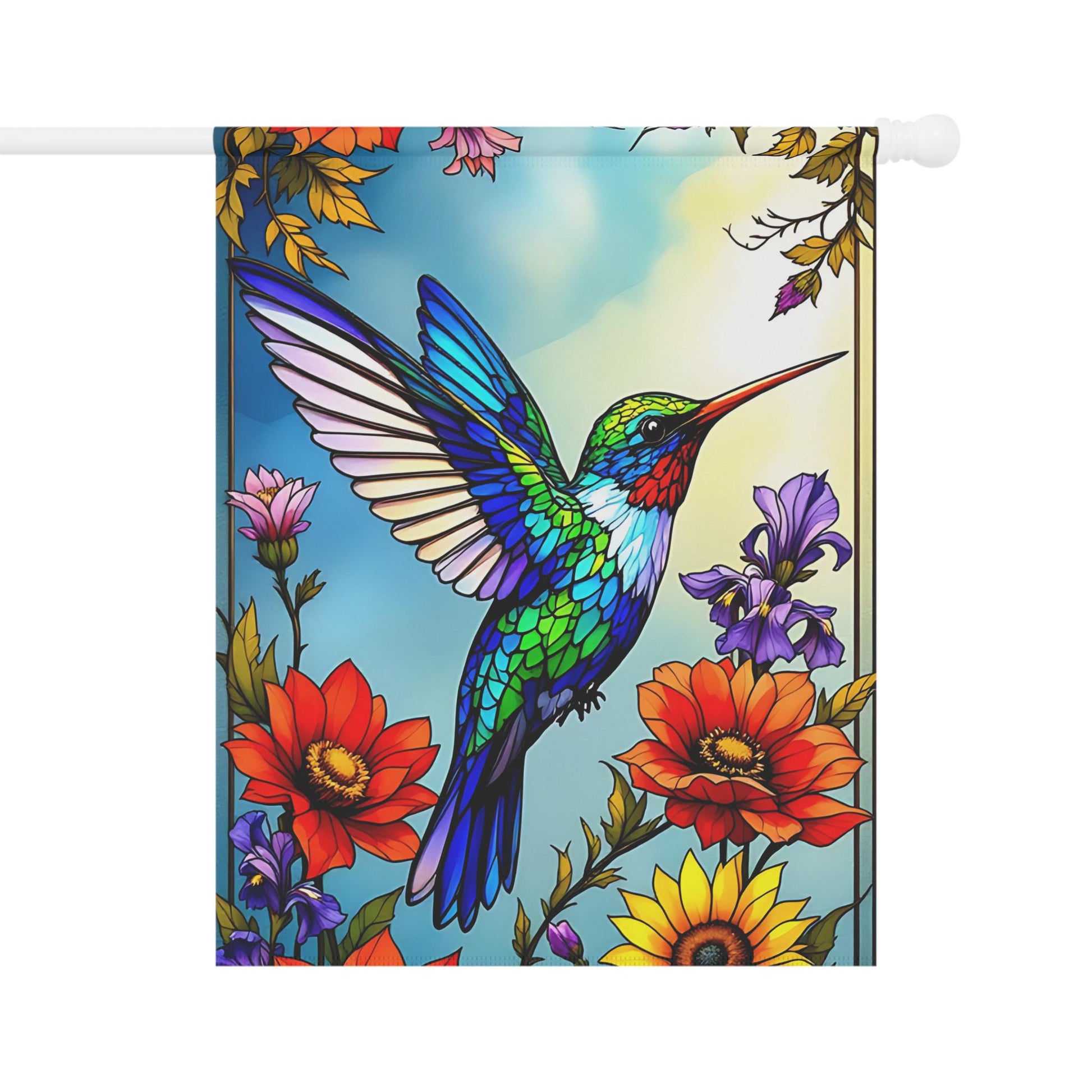 Vibrant Garden Flag with Hummingbird Design, Outdoor Décor, Floral Banner for Home, Spring & Summer Decorations, Gift for Gardeners