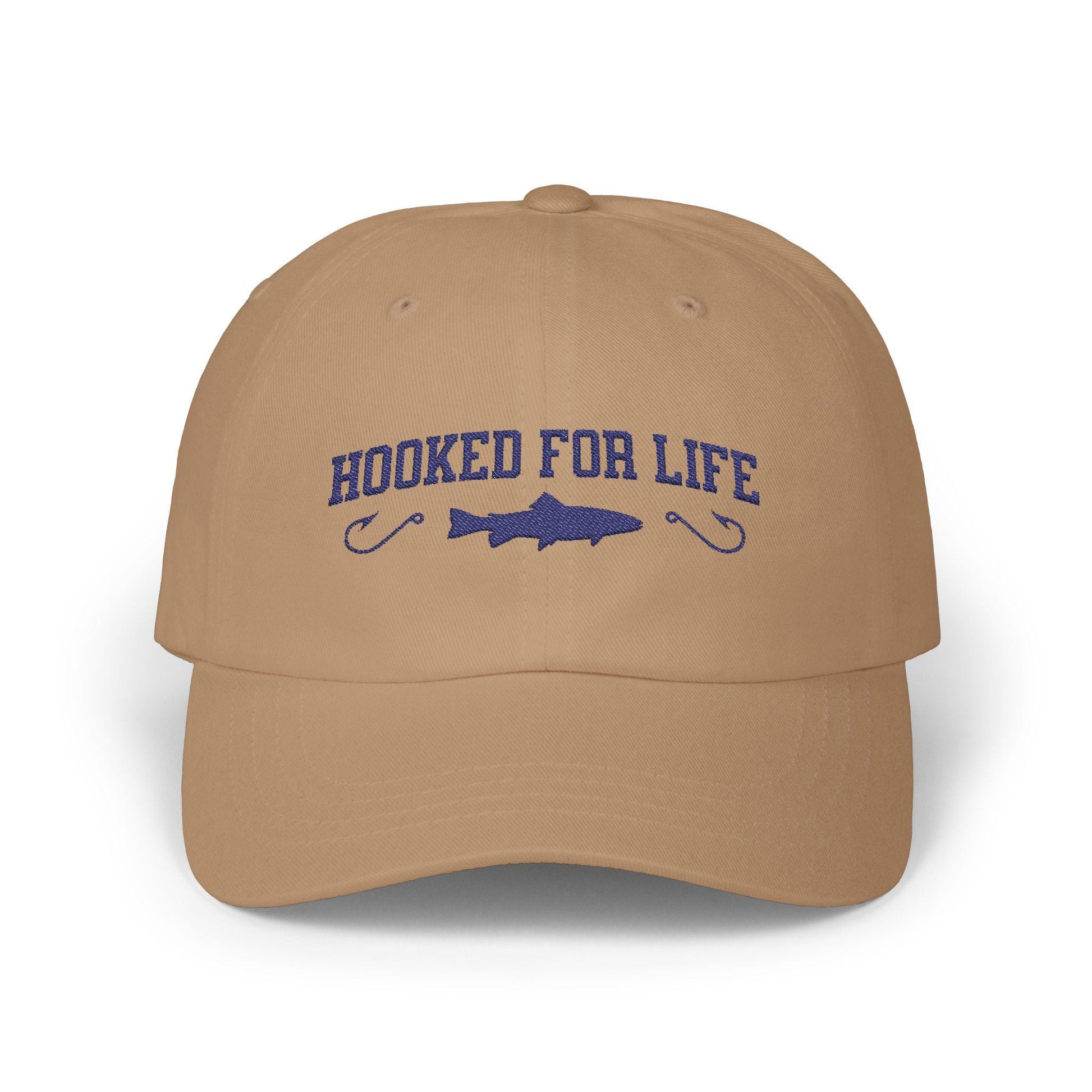 Hooked for Life Dad Cap - Perfect Fishing Gift, Casual Summer Accessory, Outdoor Fun Hat, Adjustable White Hat, Father's Day Cap