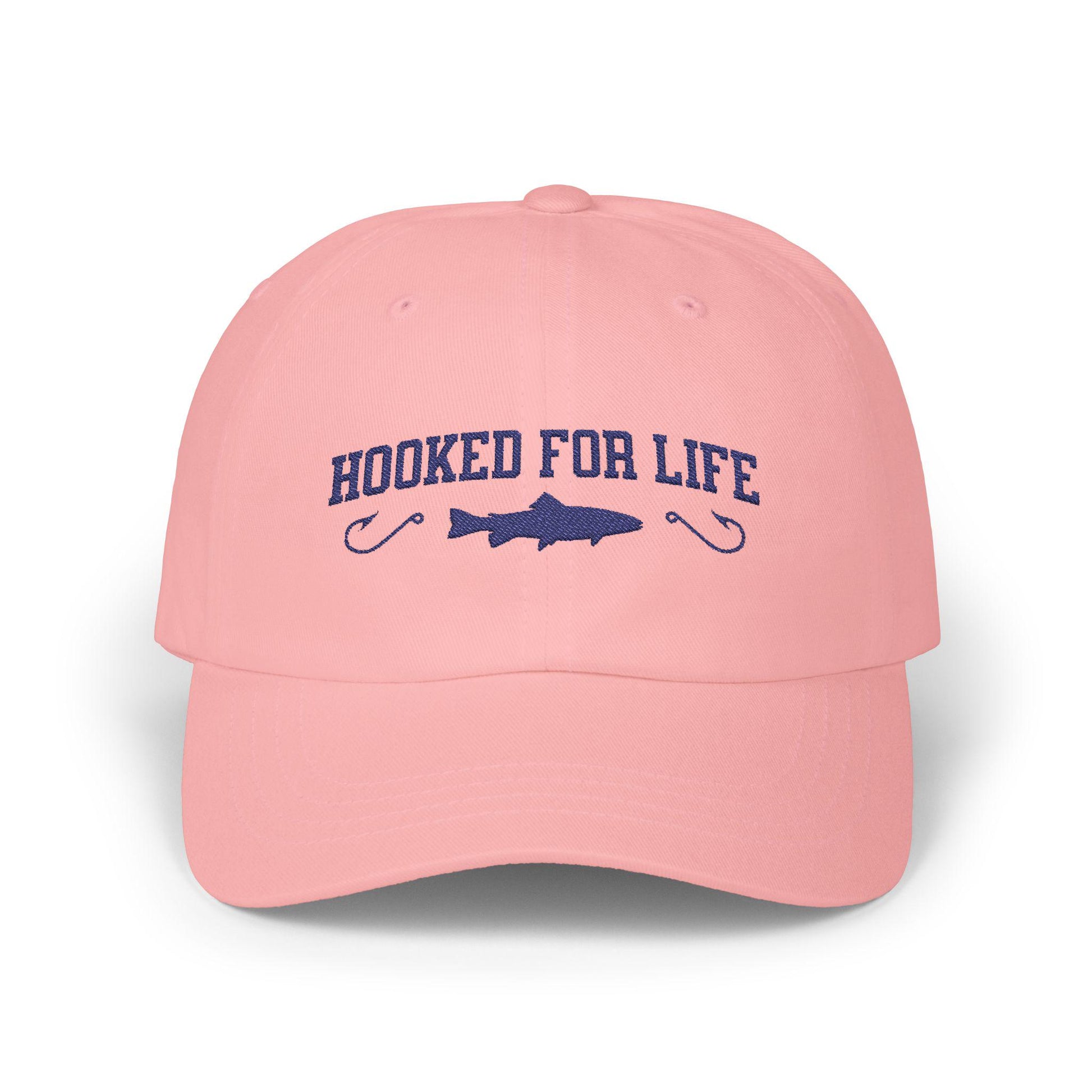 Hooked for Life Dad Cap - Perfect Fishing Gift, Casual Summer Accessory, Outdoor Fun Hat, Adjustable White Hat, Father's Day Cap