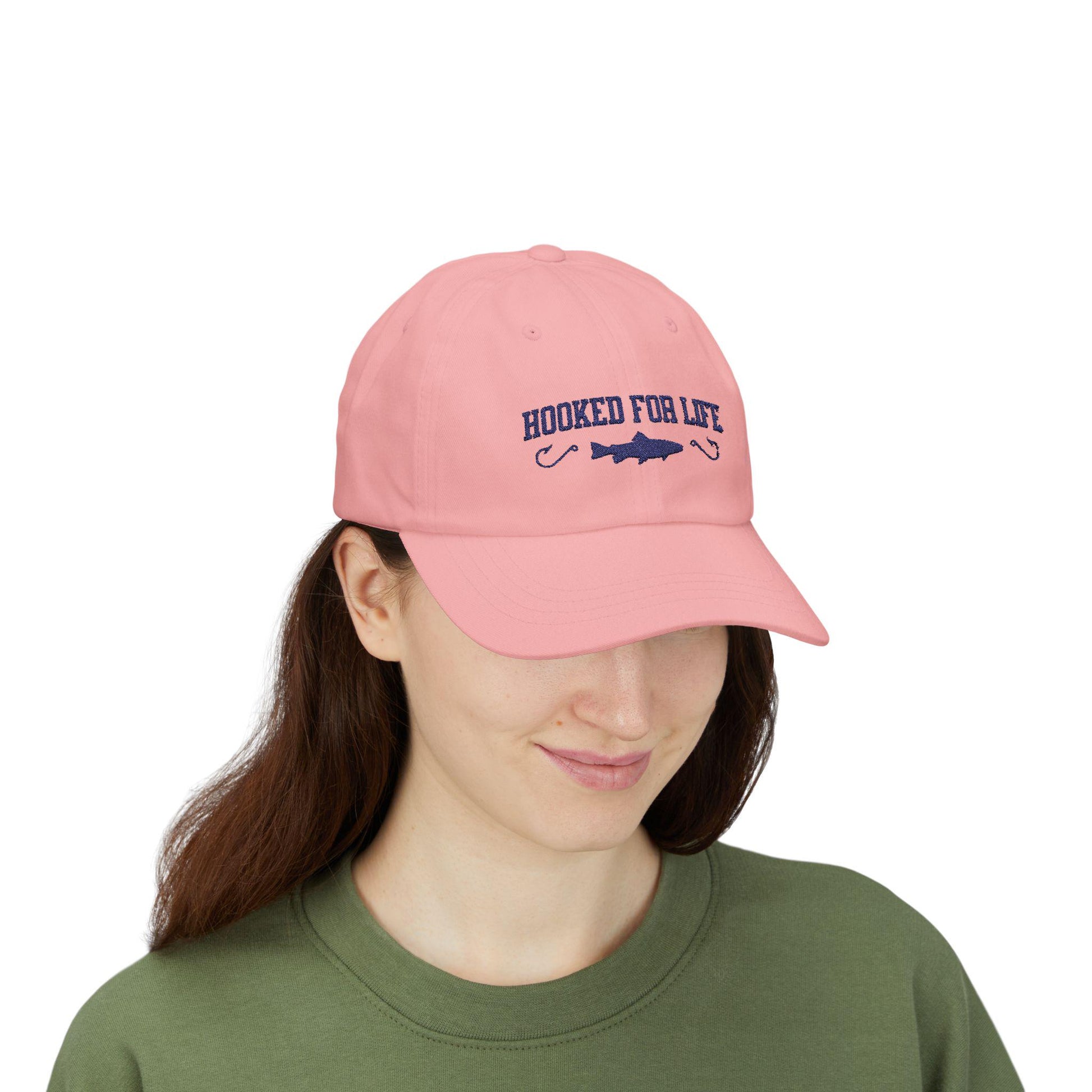 Hooked for Life Dad Cap - Perfect Fishing Gift, Casual Summer Accessory, Outdoor Fun Hat, Adjustable White Hat, Father's Day Cap