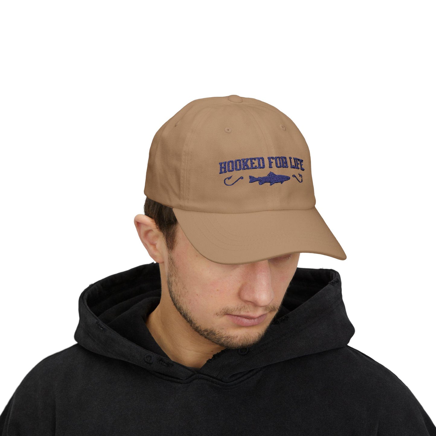 Hooked for Life Dad Cap - Perfect Fishing Gift, Casual Summer Accessory, Outdoor Fun Hat, Adjustable White Hat, Father's Day Cap