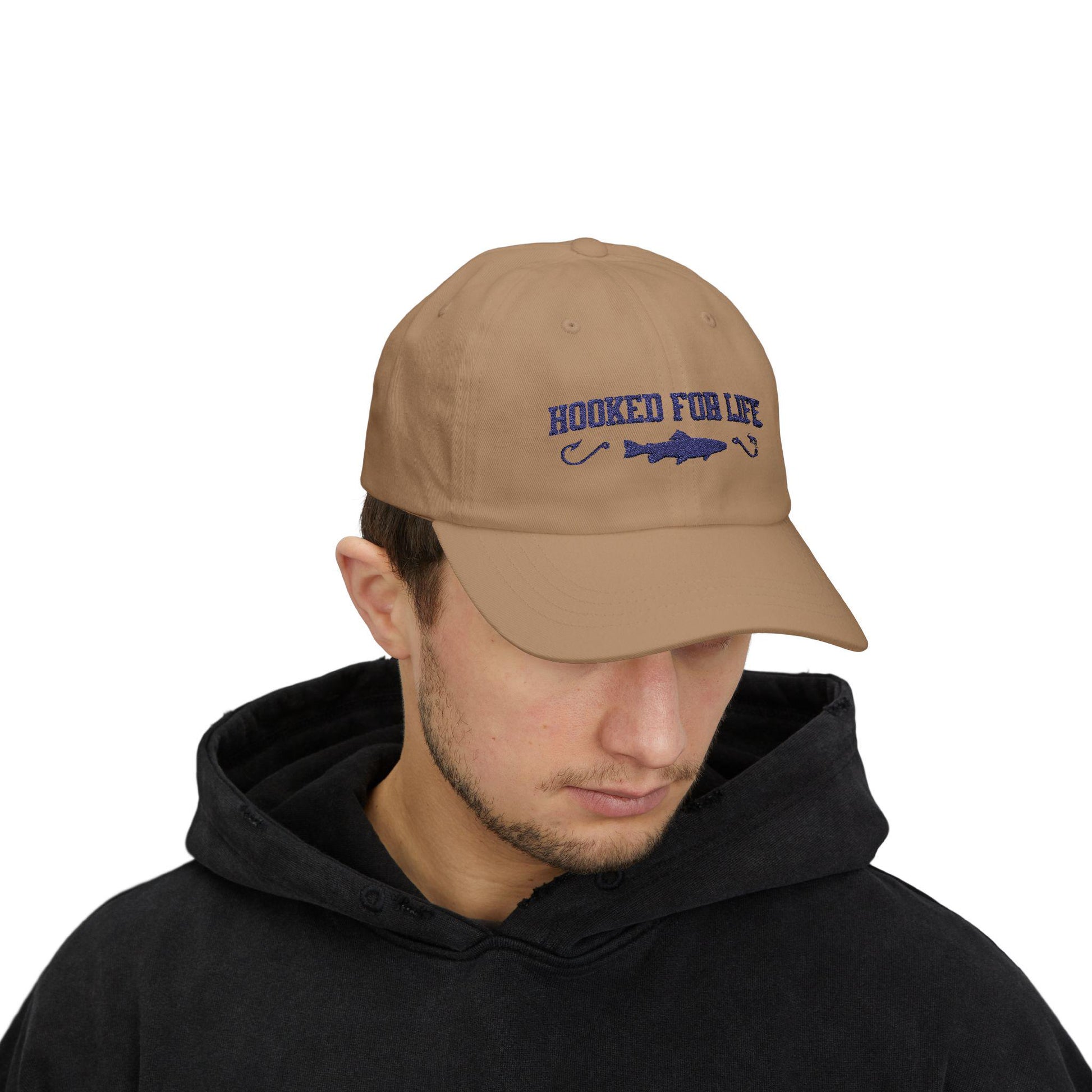 Hooked for Life Dad Cap - Perfect Fishing Gift, Casual Summer Accessory, Outdoor Fun Hat, Adjustable White Hat, Father's Day Cap
