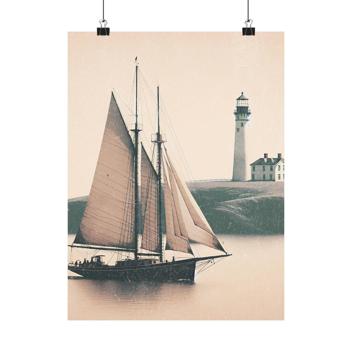 Nautical Matte Vertical Posters - Vintage Sailboat and Lighthouse Art, Coastal Decor, Maritime Wall Art, Home Decoration, Gift for Sailors