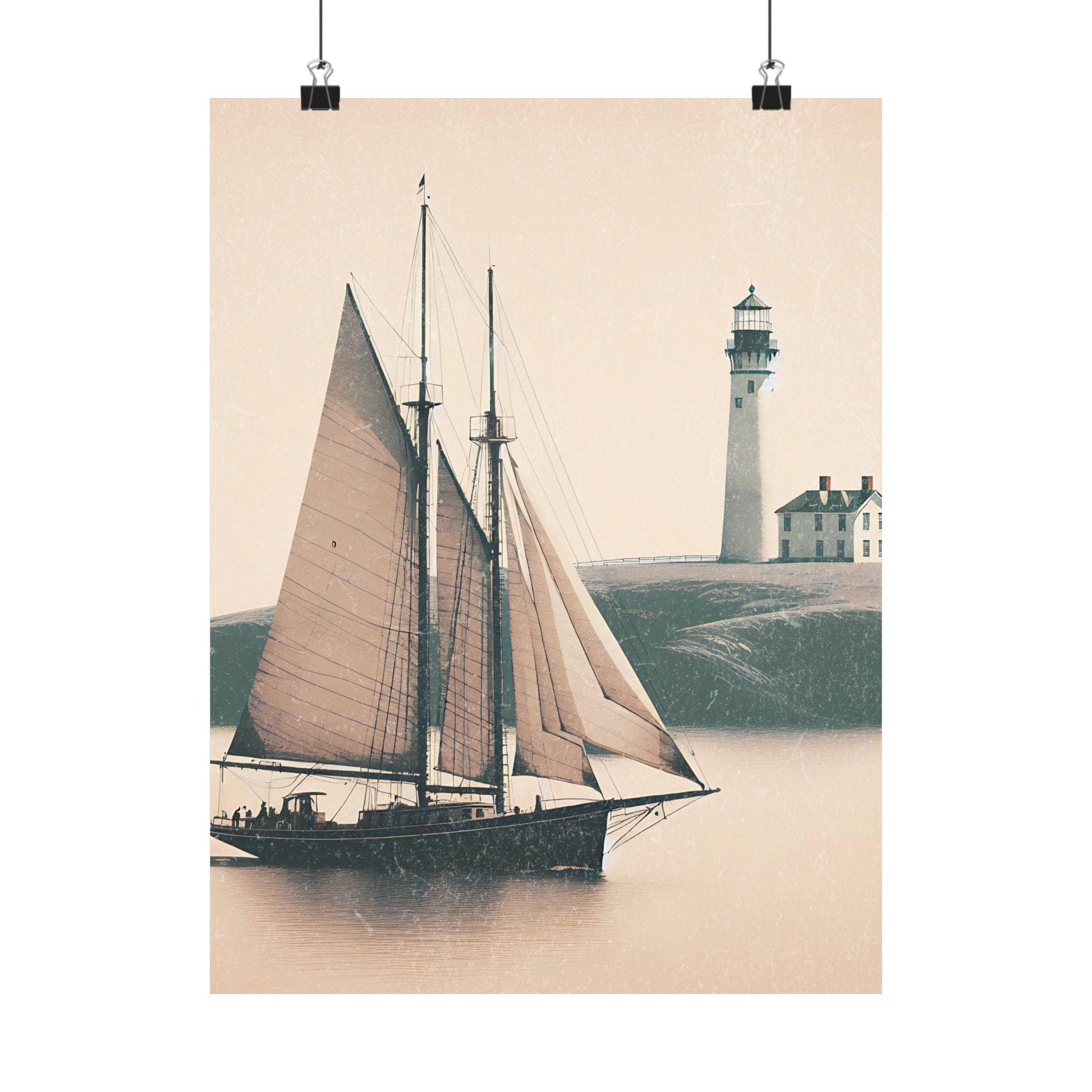 Nautical Matte Vertical Posters - Vintage Sailboat and Lighthouse Art, Coastal Decor, Maritime Wall Art, Home Decoration, Gift for Sailors