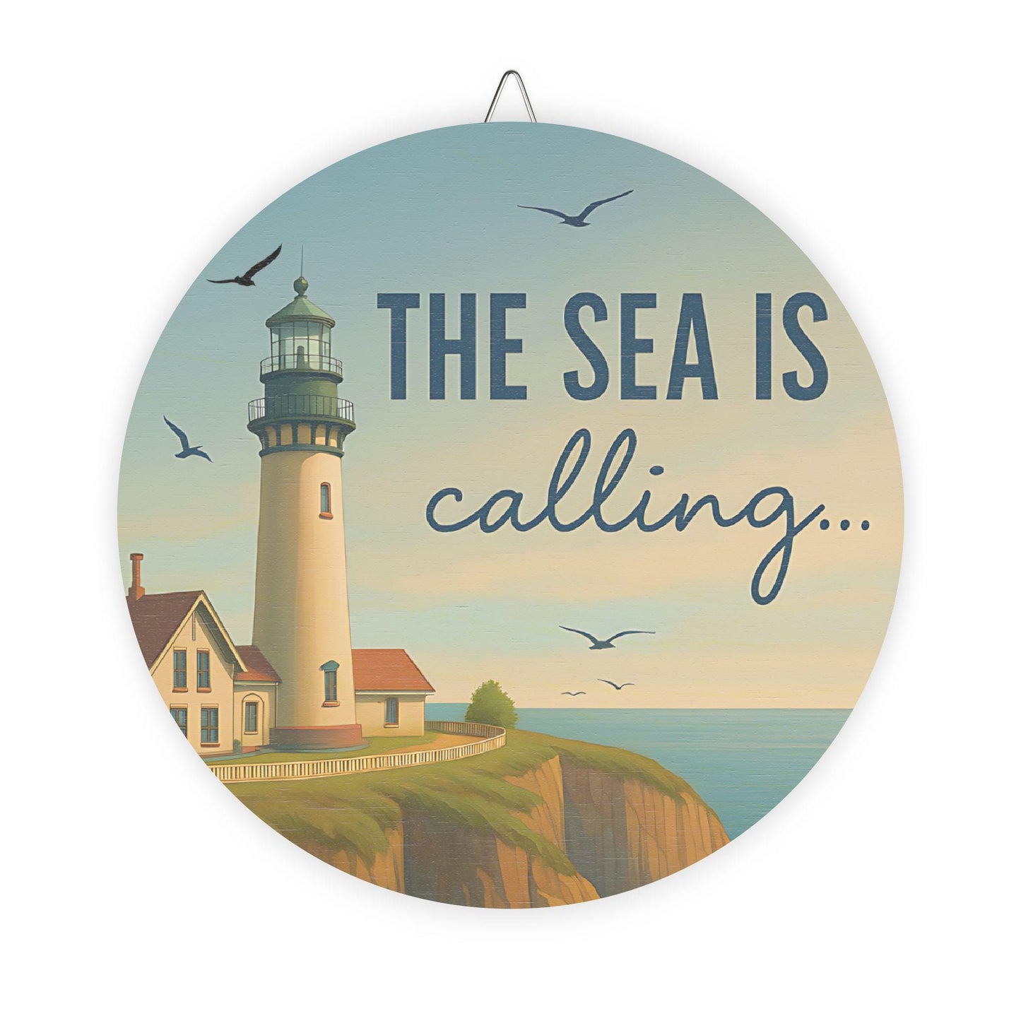 Rustic Lighthouse Wall Art, Coastal Home Decor Sign, Nautical Wall Hanging, Gift for Beach Lovers, The Sea is Calling Sign