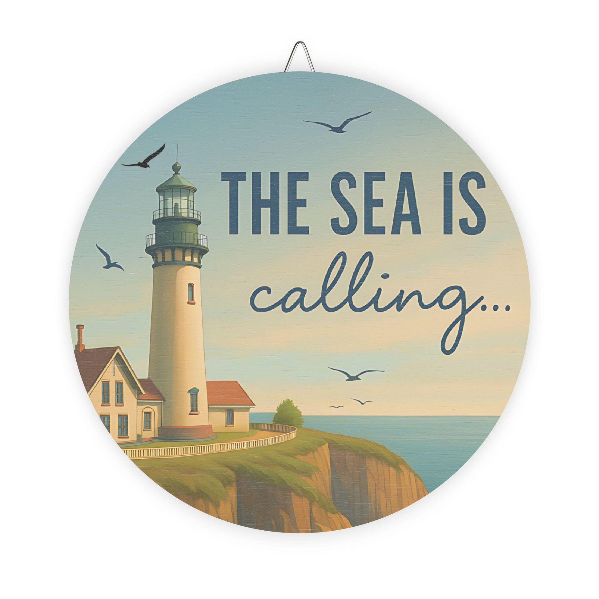 Rustic Lighthouse Wall Art, Coastal Home Decor Sign, Nautical Wall Hanging, Gift for Beach Lovers, The Sea is Calling Sign
