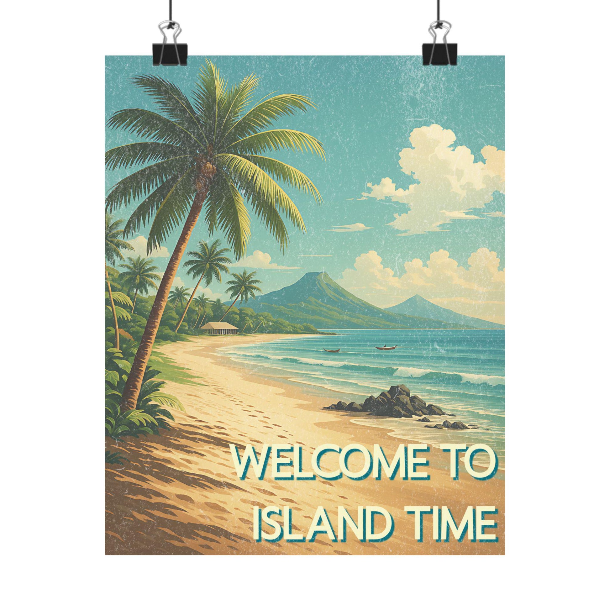 Tropical Wall Art Print, Vintage Island Time Poster, Beach Decor for Home, Summer Vibes, Gift for Beach Lovers, Coastal Wall Decor