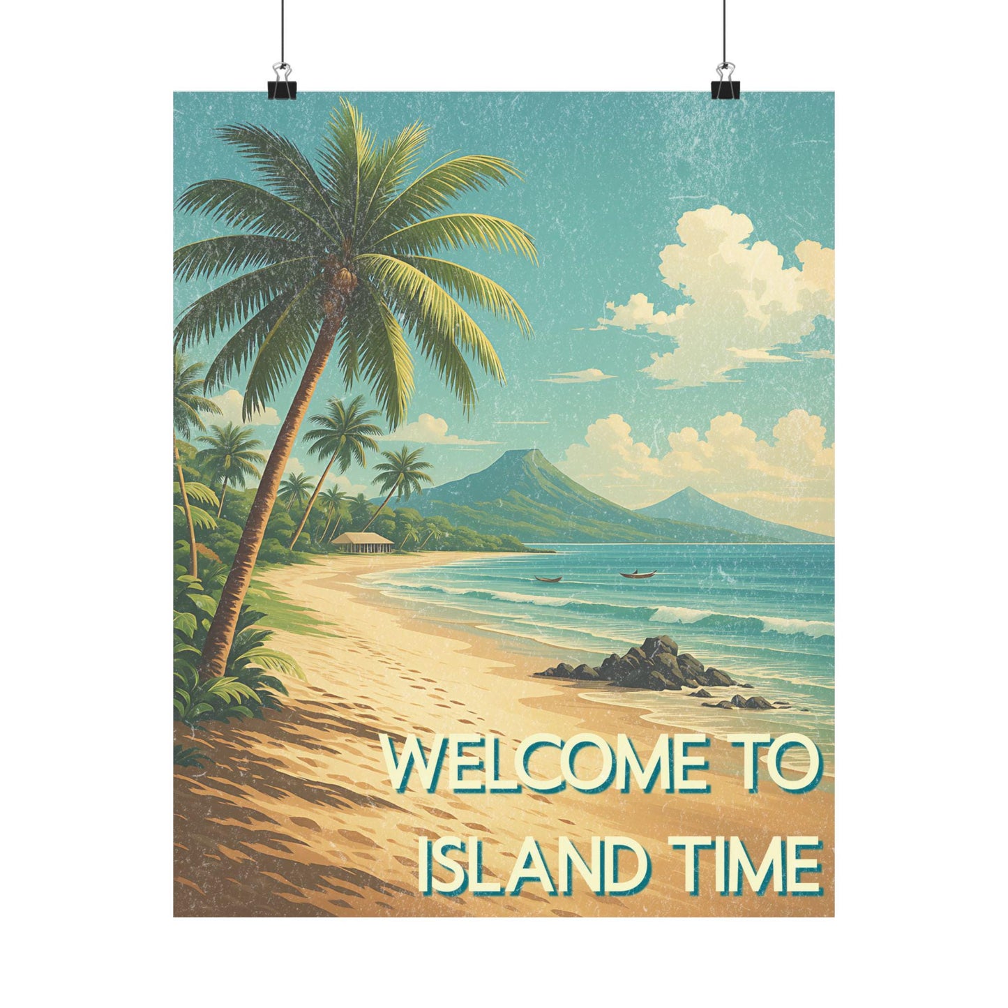 Tropical Wall Art Print, Vintage Island Time Poster, Beach Decor for Home, Summer Vibes, Gift for Beach Lovers, Coastal Wall Decor