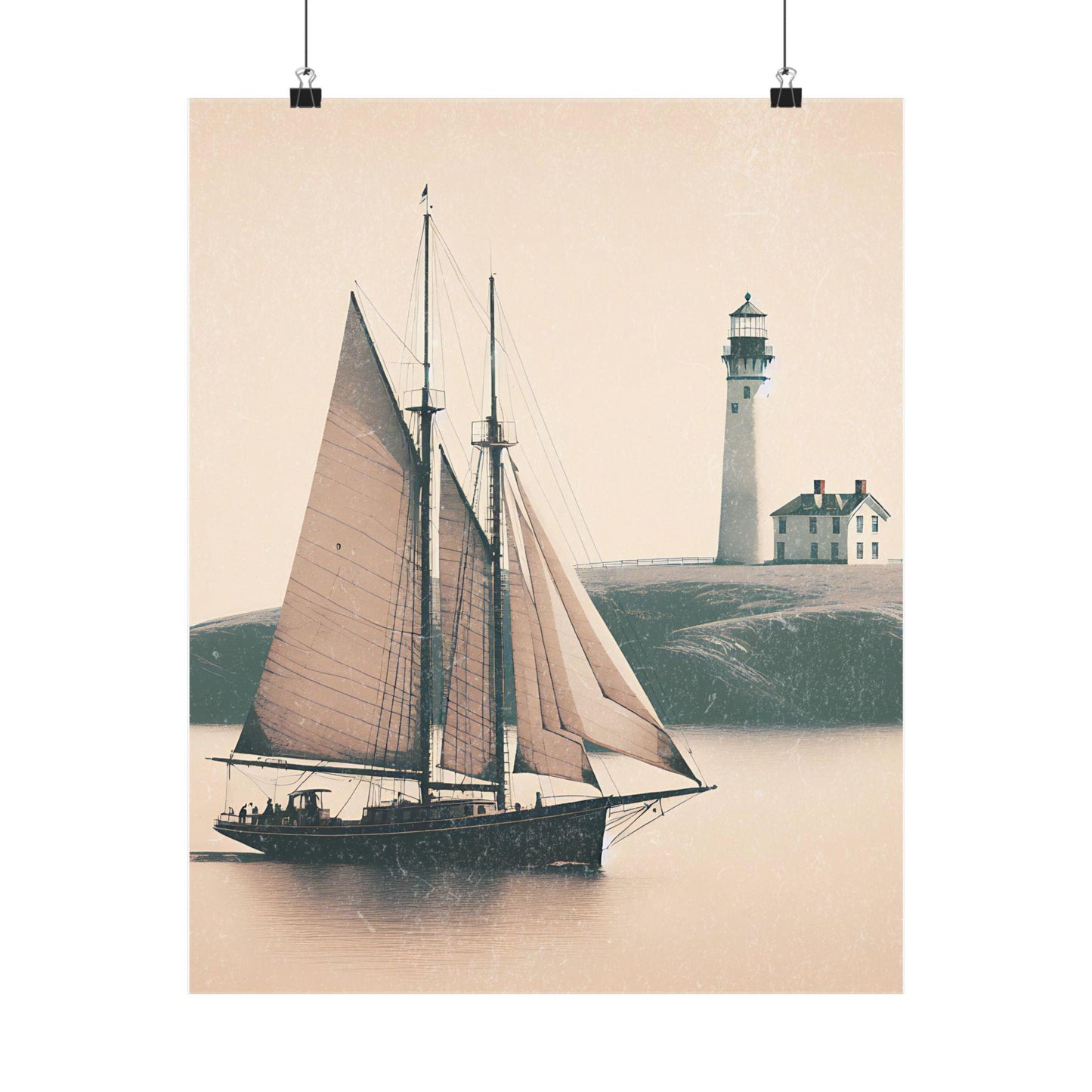 Nautical Matte Vertical Posters - Vintage Sailboat and Lighthouse Art, Coastal Decor, Maritime Wall Art, Home Decoration, Gift for Sailors