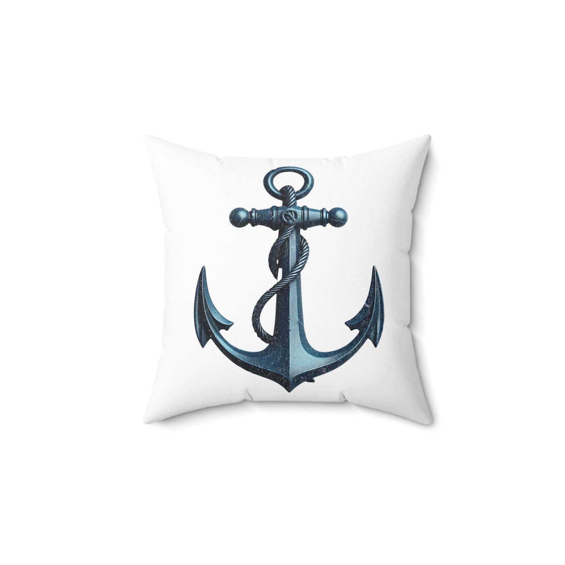 Nautical Anchor Throw Pillow, Distressed Coastal Decor, Beach House Gift, Living Room Cushion, Maritime Home Accessory, Anchor Lover