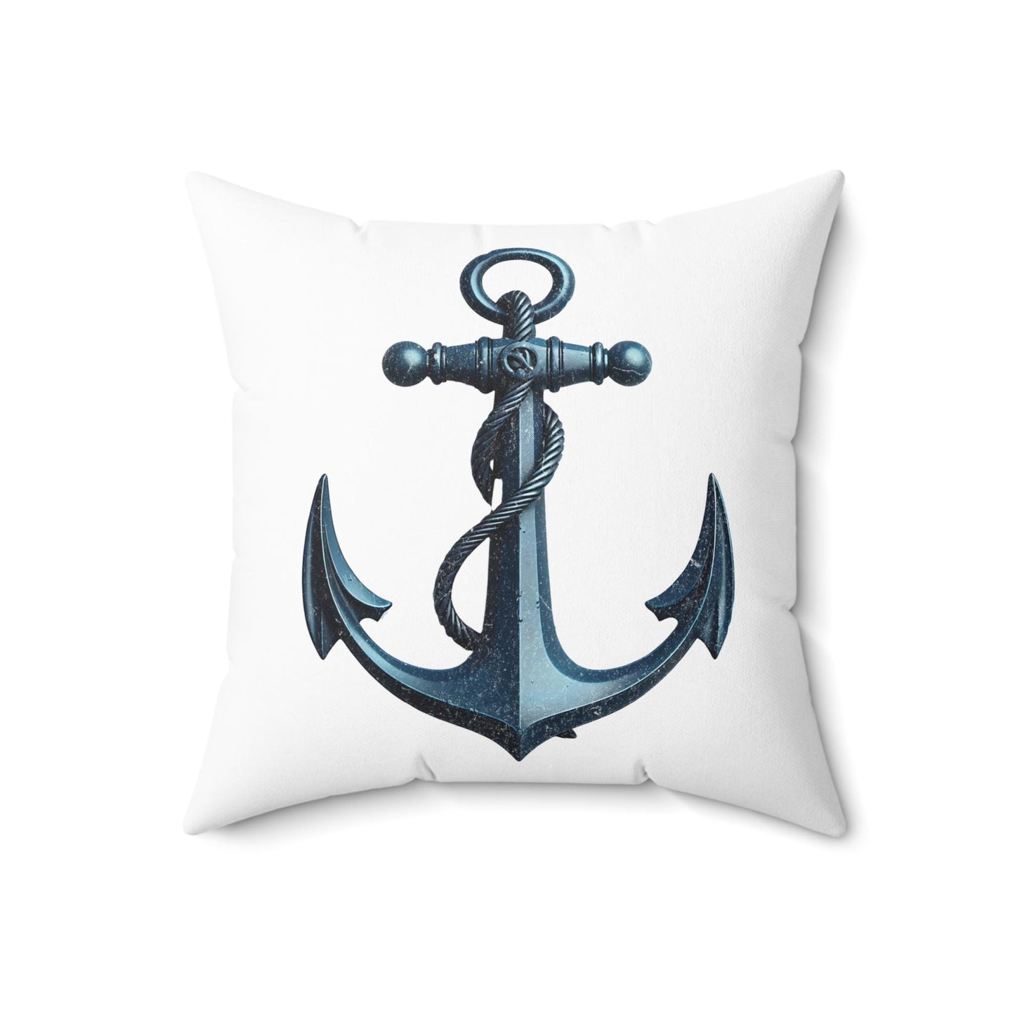 Nautical Anchor Throw Pillow, Distressed Coastal Decor, Beach House Gift, Living Room Cushion, Maritime Home Accessory, Anchor Lover