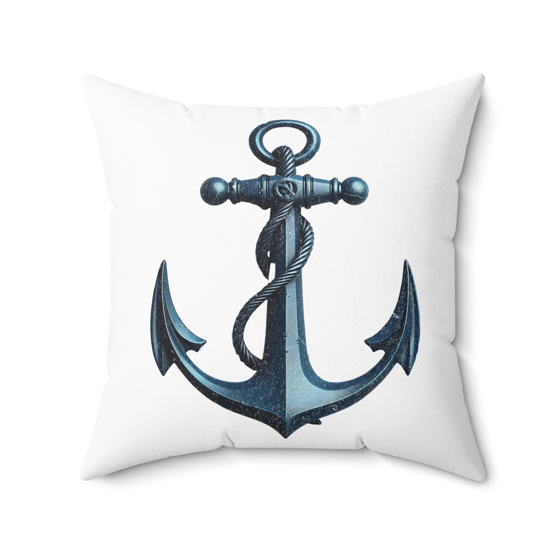 Nautical Anchor Throw Pillow, Distressed Coastal Decor, Beach House Gift, Living Room Cushion, Maritime Home Accessory, Anchor Lover
