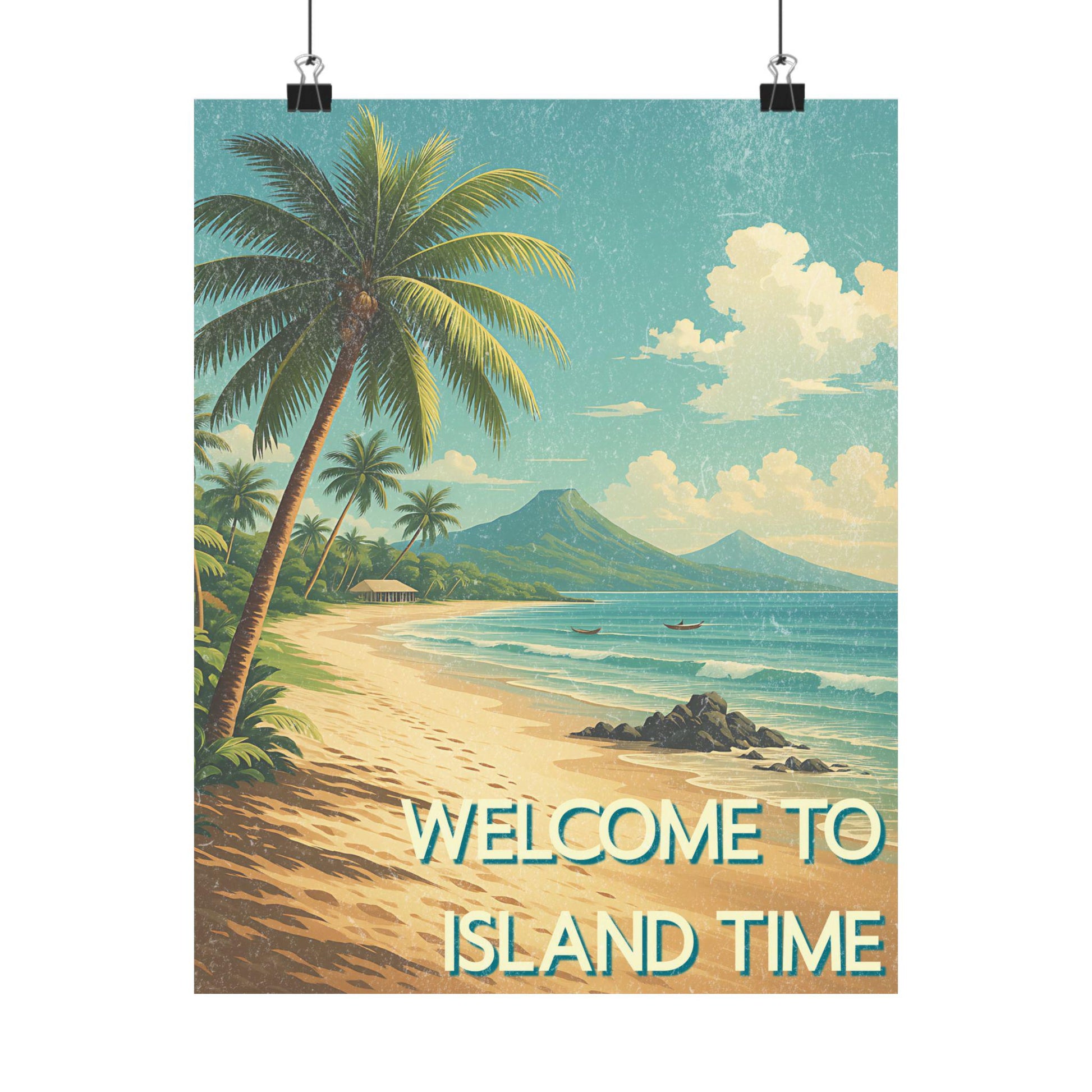 Tropical Wall Art Print, Vintage Island Time Poster, Beach Decor for Home, Summer Vibes, Gift for Beach Lovers, Coastal Wall Decor