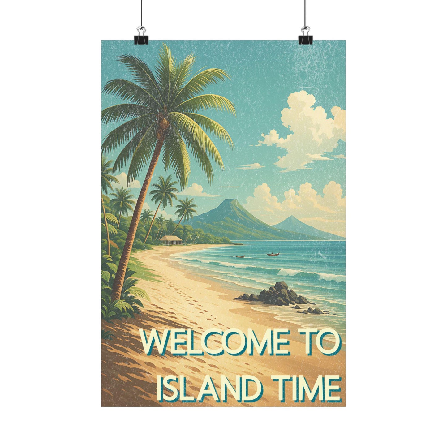 Tropical Wall Art Print, Vintage Island Time Poster, Beach Decor for Home, Summer Vibes, Gift for Beach Lovers, Coastal Wall Decor
