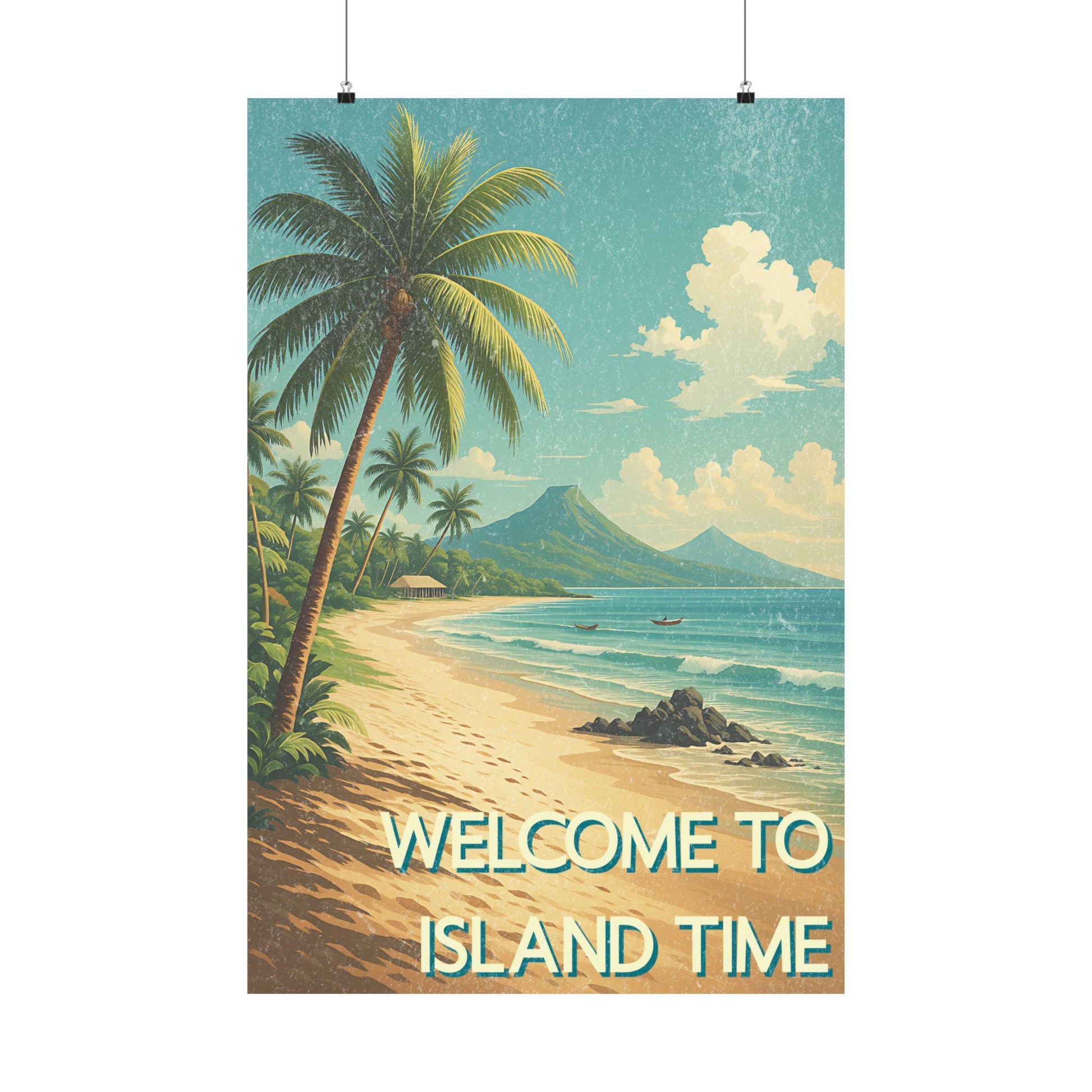 Tropical Wall Art Print, Vintage Island Time Poster, Beach Decor for Home, Summer Vibes, Gift for Beach Lovers, Coastal Wall Decor