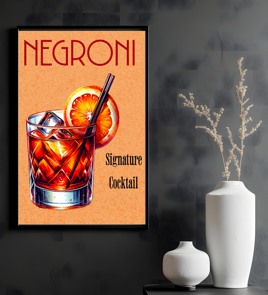 Negroni Cocktail Poster | Vintage Bar Art