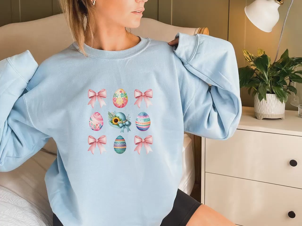 Easter Eggs Crewneck Sweatshirt, Cozy Unisex Pullover, Spring Gift, Holiday Apparel, Cute Easter Celebration Wear